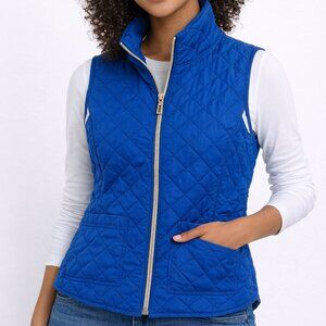 Onque Casual Blue Quilted Puffer Vest Women’s PM Zip Front Cozy Preppy Outdoors